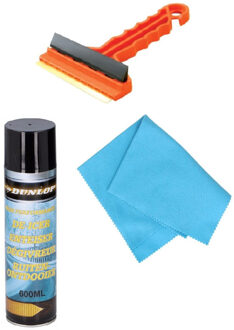 Prosperplast Autoramen IJskrabber/trekker rood 16 cm met anti-condens doek en ruitenontdooier spray