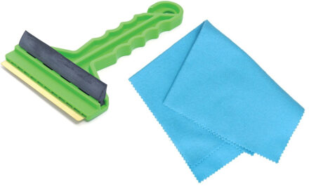 Prosperplast Autoramen set - IJskrabber met trekker - groen - 16 cm - met anti-condens doek