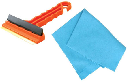 Prosperplast Autoramen set - IJskrabber met trekker - rood - 16 cm - met anti-condens doek