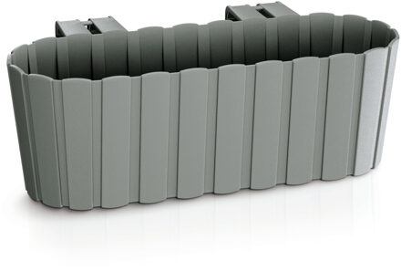 Prosperplast Balkon plantenbak/bloembak - met haken - kunststof - rechthoekige - grijs - 38 cm - Tuin decoraties