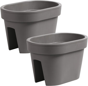 Prosperplast Balkon plantenpot/bloempot - 2x - taupe - 40 x 27 x 25 cm - 12 liter - kunststof