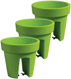 Prosperplast Balkon plantenpot/bloempot - 3x stuks - limegroen - 5 liter - kunststof - D25 x H23 cm