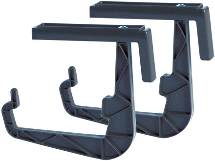 Prosperplast Balkonbeugel - Set van 2x stuks - verstelbaar - kunststof - antraciet - 20 tot 25 cm