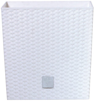 Prosperplast Bloempot/plantenpot Rato - rotan look - met binnenpot - wit - 20 x 20 x 20 cm - kunststof