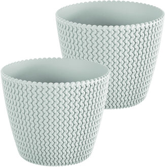 Prosperplast Bloempot/plantenpot Splofy - 2x - wit - voor buiten - D35 x H29 cm - kunststof