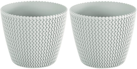 Prosperplast Bloempot/plantenpot Splofy - 3x - wit - voor buiten - D30 x H25cm - kunststof