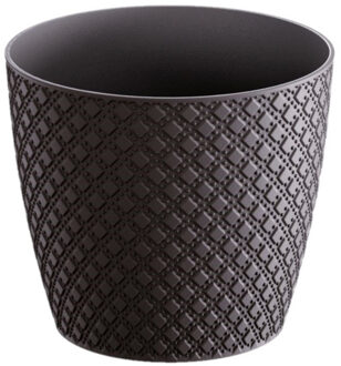 Prosperplast Bloempot/plantenpot van kunststof antraciet D15.7 en H13.8 cm