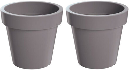Prosperplast Bloempot/plantenpot voor binnen en buiten - Set van 2x stuks - D60 x H52 cm - steengrijs - kunststof