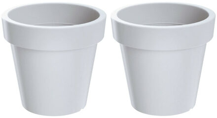 Prosperplast Bloempot/plantenpot voor binnen en buiten - Set van 2x stuks - D60 x H52 cm - wit - kunststof