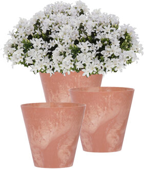 Prosperplast Bloempot/plantenpot voor buiten - 3x - kunststof - terracotta - D20 x H19 cm - 3,5 liter