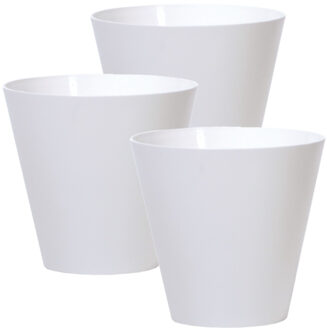 Prosperplast Bloempot/plantenpot voor buiten - Set van 3x stuks - kunststof - wit - D20 x H19 cm - 3,5 liter