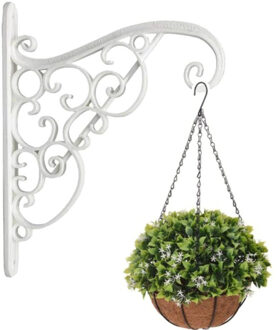 Prosperplast Bloempothanger/bloempot haak - kunststof - wit - 20 x 23 cm