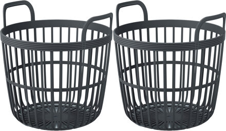 Prosperplast Draadmand/wasmand/opbergmand - 2x - van stevig kunststof - antraciet - D36 x H36 cm