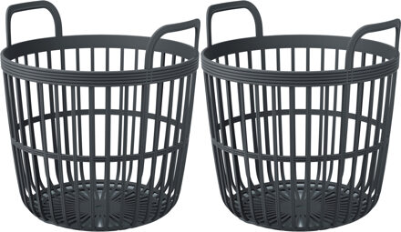 Prosperplast Draadmand/wasmand/opbergmand - 2x - van stevig kunststof - antraciet - D42 x H42 cm