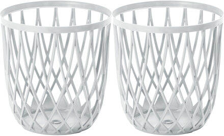 Prosperplast Draadmand/wasmand/opbergmand - 2x - van stevig kunststof - wit - D39 x H39 cm