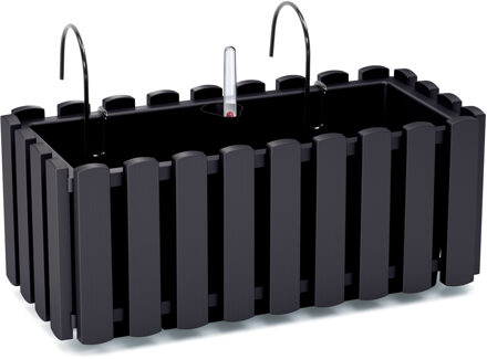 Prosperplast Fence-look plantenbak/bloembak - kunststof - 38 x 18 x 16 cm - antraciet - hangend