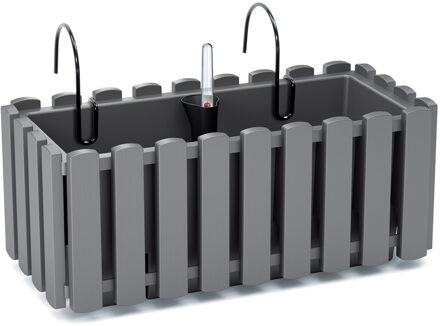 Prosperplast Fence-look plantenbak/bloembak - kunststof - 38 x 18 x 16 cm - grijs - hangend