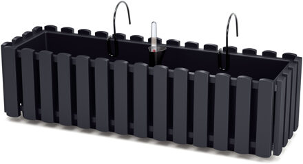Prosperplast Fence-look plantenbak/bloembak - kunststof - 58 x 18 x 16 cm - antraciet - hangend