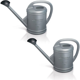 Prosperplast Gieter - Set van 2x stuks - grijs - kunststof - met broeskop - 10 liter