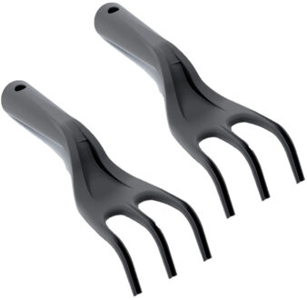 Prosperplast Handhark - Set van 2x stuks - zwart - 25 cm - kunststof - hark - Tuingereedschap - moestuin