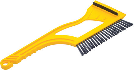 Prosperplast IJskrabber 2 in 1 - met rubberen trekker en borstel - raamkrabber - geel - kunststof - 9 x 40 cm