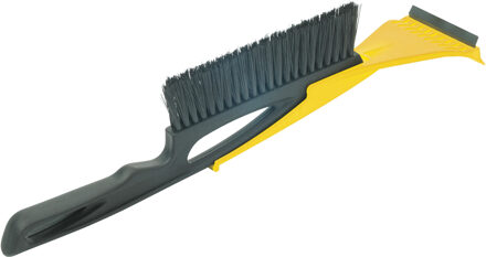 Prosperplast IJskrabber 2 in 1 - met rubberen trekker en borstel - raamkrabber - geel - kunststof - 9 x 40 cm
