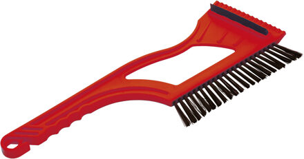 Prosperplast IJskrabber 2 in 1 - met rubberen trekker en borstel - raamkrabber - rood - kunststof - 9 x 40 cm