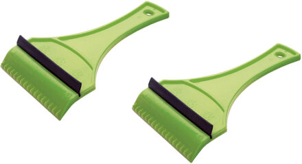 Prosperplast IJskrabber - 2x - autoraam krabber - rubber trekker - Groen - Kunststof - 12 x 18 cm - Ruitenkrabber