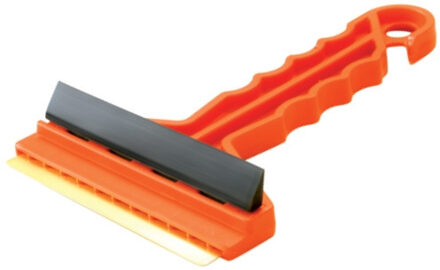 Prosperplast IJskrabber / autoraam krabber - rood - kunststof - met hard blad - rubberen trekker - 9 x 16 cm