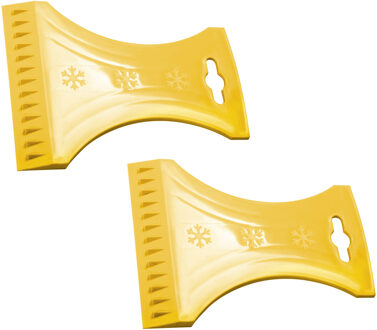Prosperplast IJskrabber / raamkrabber - 2x - voor auto ramen - Geel - Kunststof - 10 x 13 cm - Ruitenkrabber