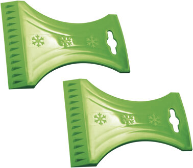 Prosperplast IJskrabber / raamkrabber - 2x - voor auto ramen - Groen - Kunststof - 10 x 13 cm - Ruitenkrabber