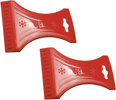 Prosperplast IJskrabber / raamkrabber - 2x - voor auto ramen - Rood - Kunststof - 10 x 13 cm - Ruitenkrabber