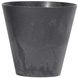 Prosperplast Kunststof bloempot/plantenpot betonlook 20 cm antraciet grijs - Plantenpotten