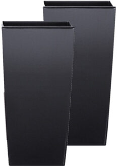 Prosperplast Kunststof bloempot/plantenpot Urbi met binnenpot - 3x stuks - antraciet - kunststof - 32 x 32 x 61 c