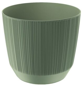 Prosperplast Moderne carf-stripe plantenpot/bloempot kunststof dia 15 cm/hoogte 13 cm groen - Plantenpotten