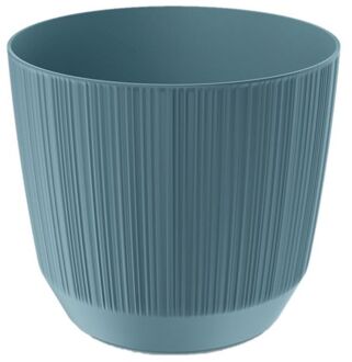Prosperplast Moderne carf-stripe plantenpot/bloempot kunststof dia 15 cm/hoogte 13 cm stone blauw - Plantenpotten