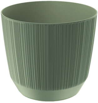 Prosperplast Moderne carf-stripe plantenpot/bloempot kunststof dia 17 cm/hoogte 15 cm groen - Plantenpotten