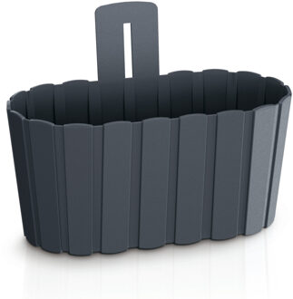 Prosperplast Muur plantenpot/bloempot houtlook - kunststof - 27 x 15 cm - antraciet