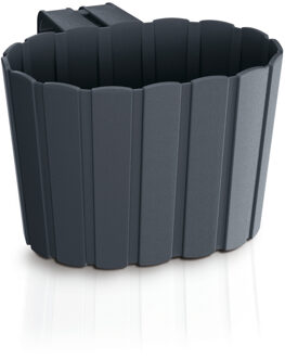 Prosperplast Muur plantenpot/bloempot houtlook - kunststof - 29 x 21 x 13 cm - antraciet grijs