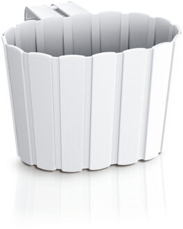 Prosperplast Muur plantenpot/bloempot houtlook - kunststof - 29 x 21 x 13 cm - parel wit