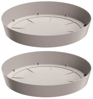 Prosperplast Opvangschaal/onderschaal bloempot/plantenpot - 2x - beige - rond - Dia 19 cm