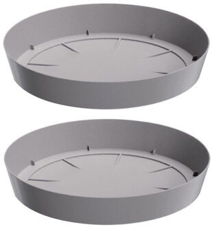 Prosperplast Opvangschaal/onderschaal bloempot/plantenpot - 2x - lichtgrijs - rond - Dia 19 cm