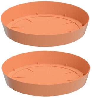 Prosperplast Opvangschaal/onderschaal bloempot/plantenpot - 2x - terracotta - rond - Dia 19 cm - Plantenpotten Bruin