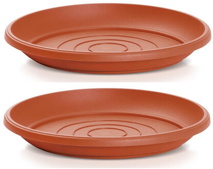 Prosperplast Opvangschaal/onderschaal bloempot/plantenpot - 2x - terracotta - rond - Dia 21 cm - Plantenpotten Bruin