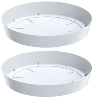 Prosperplast Opvangschaal/onderschaal bloempot/plantenpot - 2x - wit - rond - Dia 38 cm