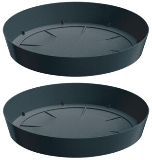 Prosperplast Opvangschaal/onderschaal bloempot/plantenpot - 4x - antraciet - rond - Dia 12,5 cm