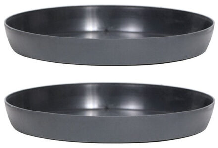 Prosperplast Opvangschaal/onderschaal bloempot/plantenpot - 6x - antraciet - rond - Dia 13,5 cm