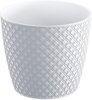 Prosperplast Orient stijl plantenpot/bloempot kunststof dia 26 cm en hoogte 23 cm parel wit