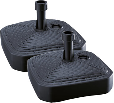 Prosperplast Parasolvoet - 2x - vierkant - rotan - antraciet - 12L