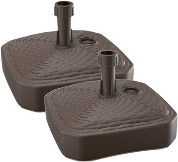 Prosperplast Parasolvoet - 2x - vierkant - rotan - bruin - 12L